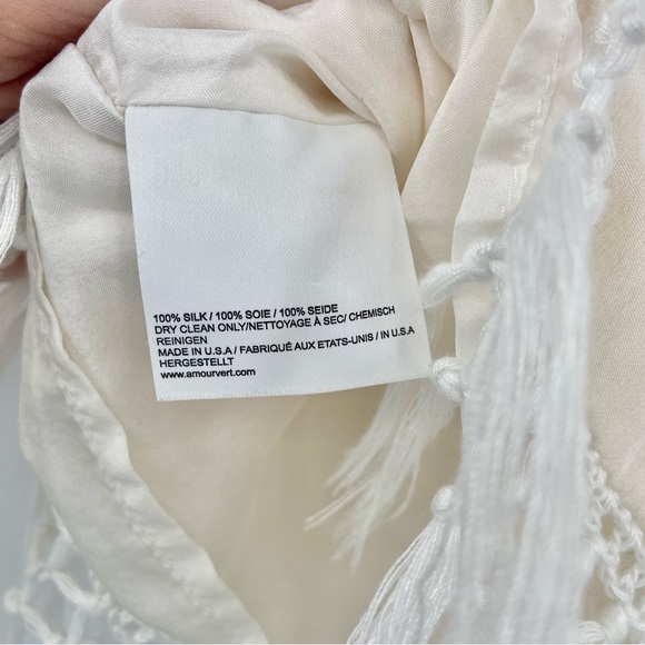 Amour Vert White Silk Macrame Crochet Mini Skirt S - Picture 5 of 7